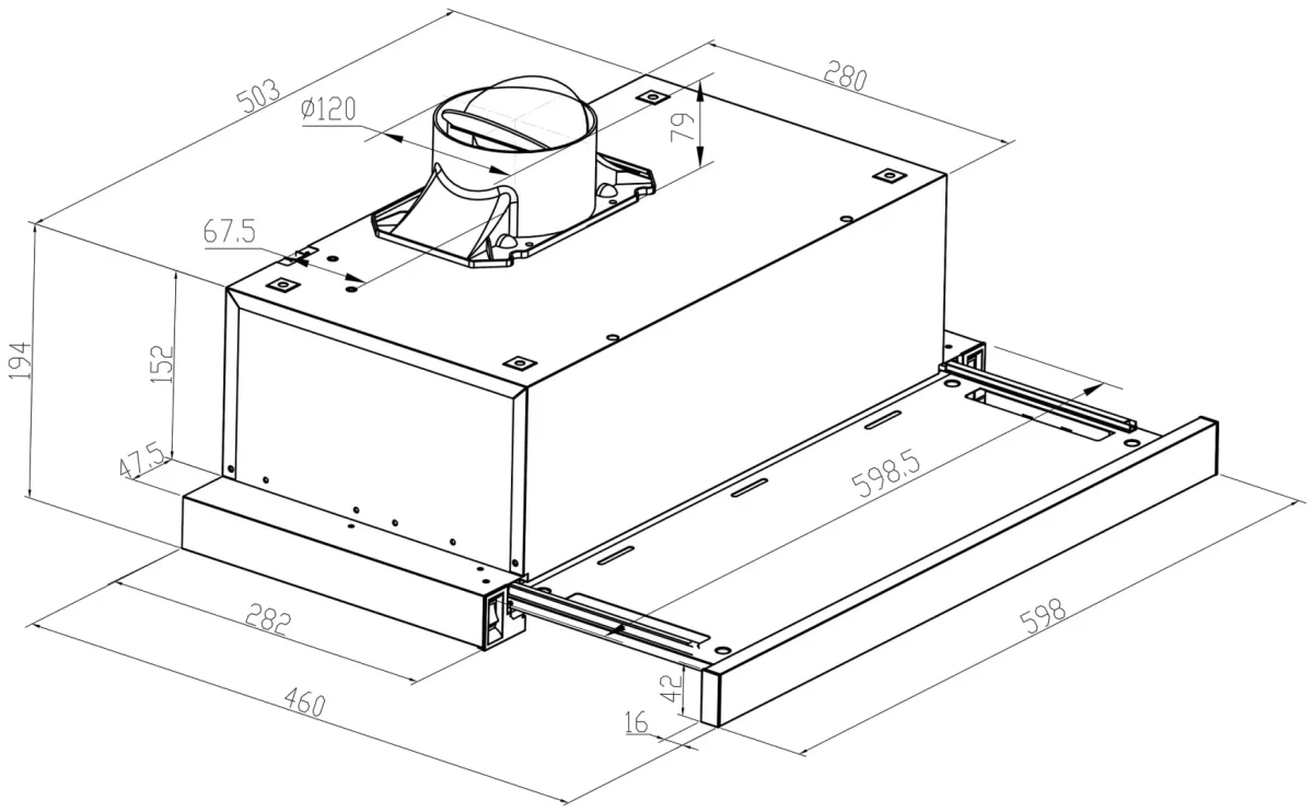 Вытяжка телескопическая SLIDEBOX60BK GLASS ULTRA 4