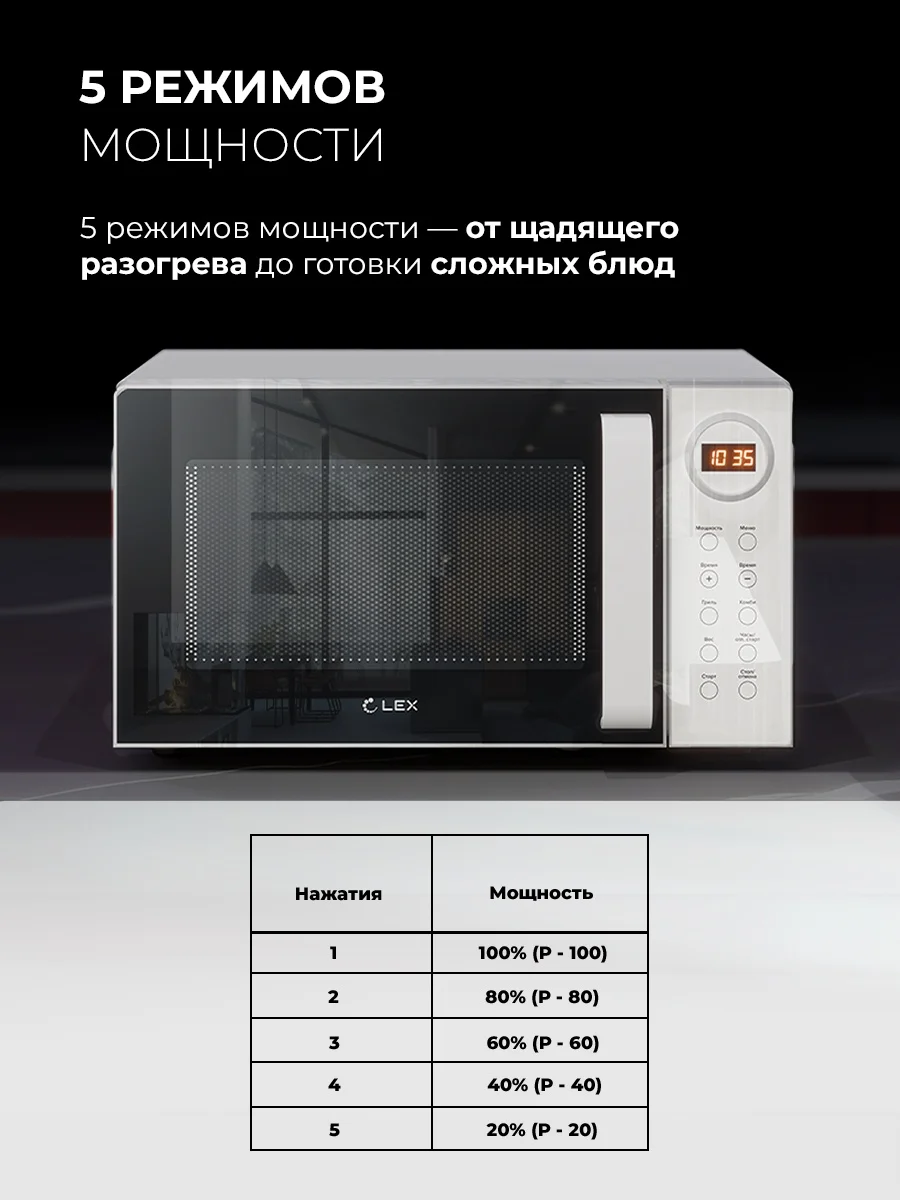 LEX FSMO D23.10 WH микроволновая печь 10