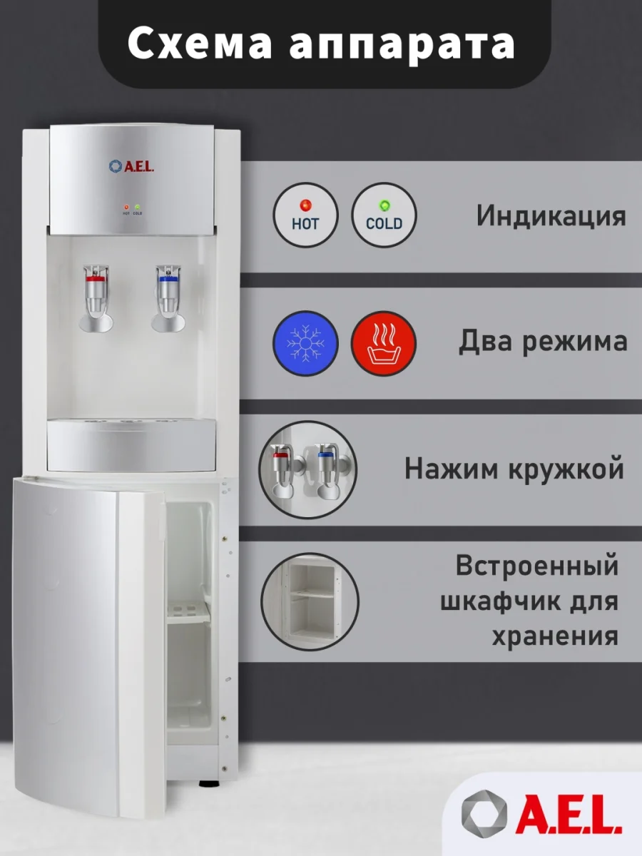 Кулер для воды LD-AEL-28c white/silver 2