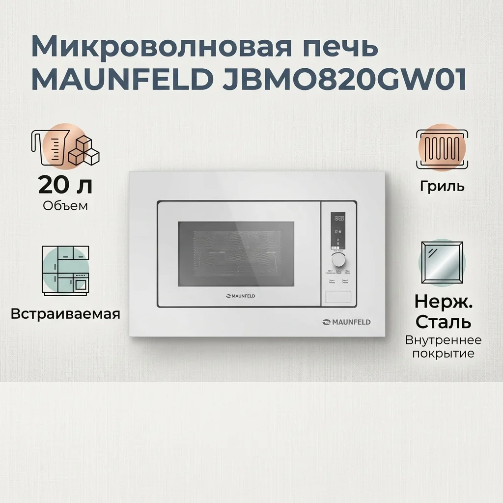 Микроволновая печь встраиваемая maunfeld jbmo820gw01 2