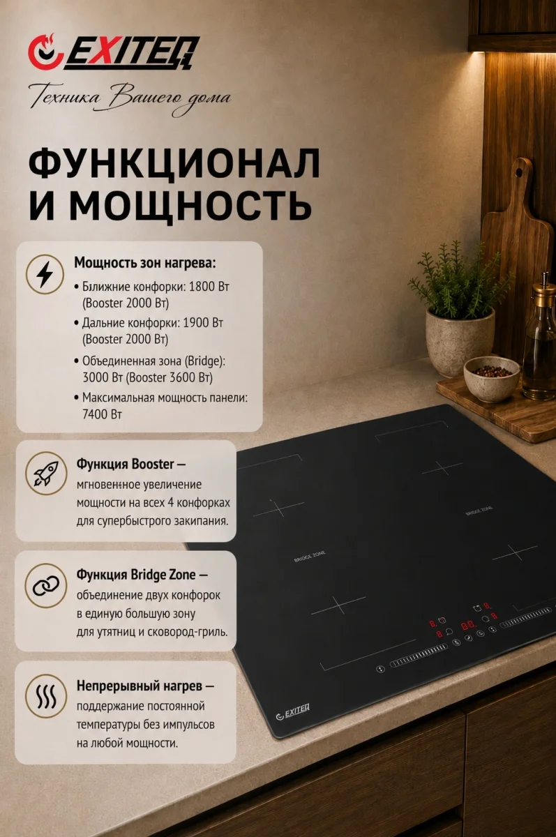 Встр-ая варочная электр. поверхность EXITEQ EXH-504IB, , шт 3