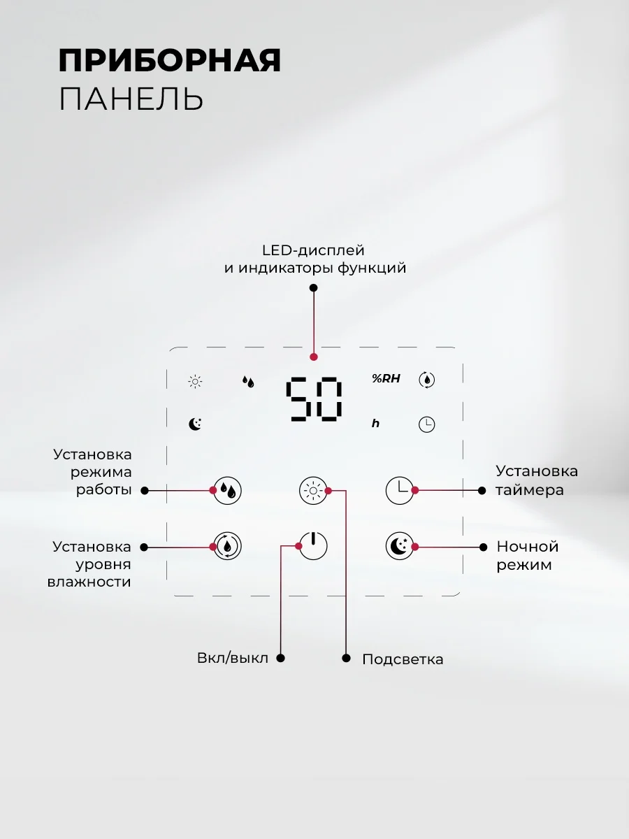 LEX LXHU 8151, увлажнитель воздуха, ультразвуковой, 25Вт, 7 литров (белый) 12