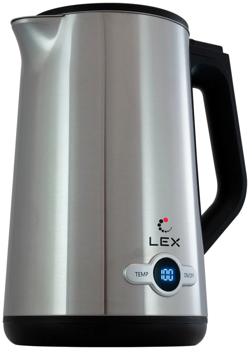 LEX LX-30022-1, чайник электрический (брашированная сталь)