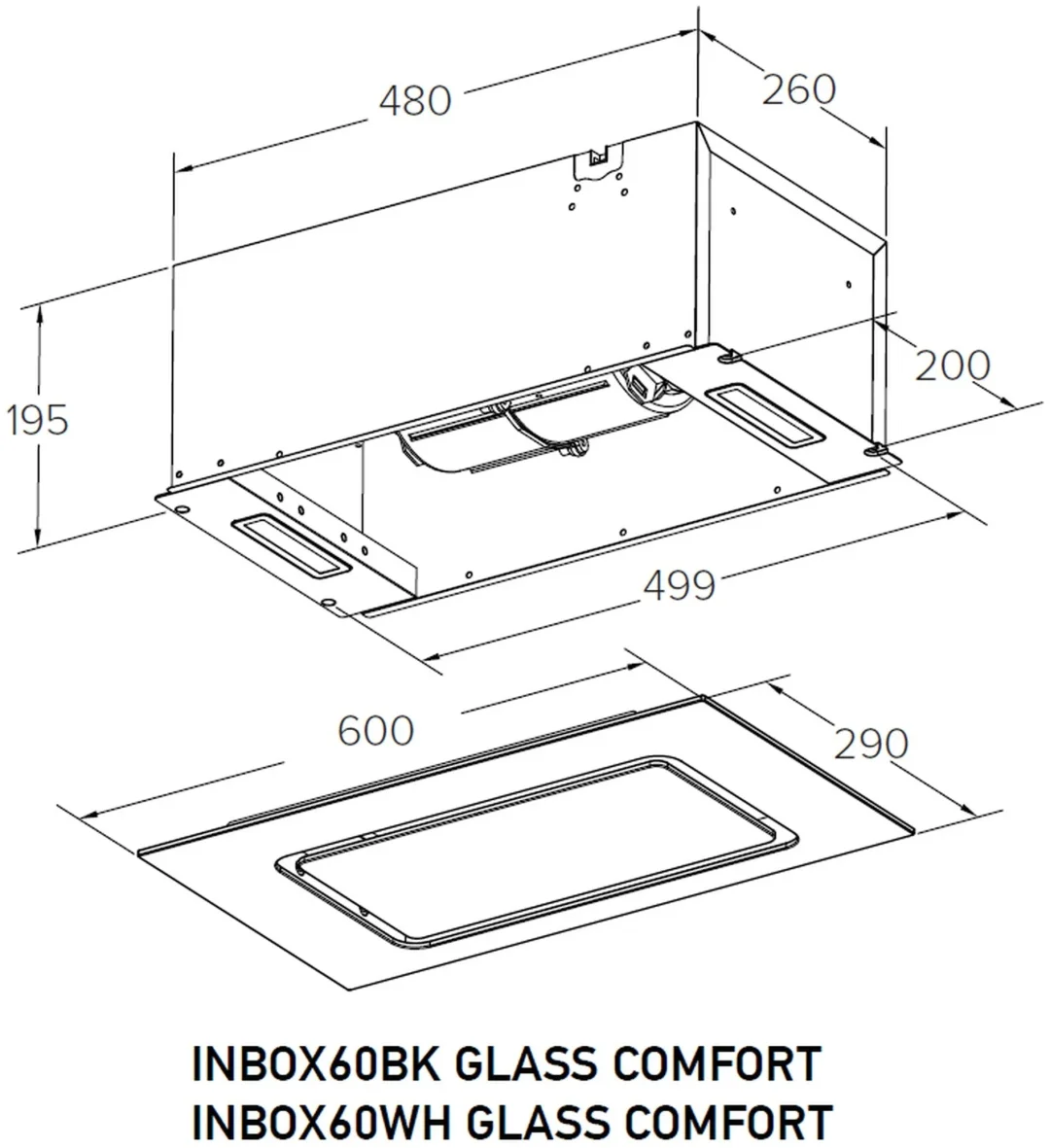 Вытяжка полновстраиваемая INBOX60BK GLASS COMFORT 4