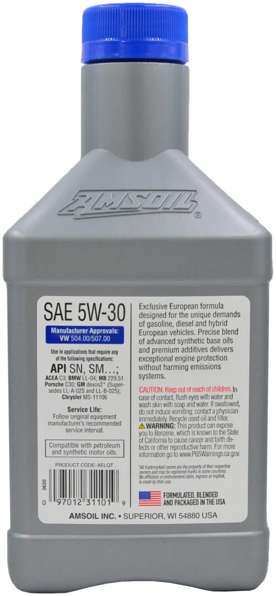 Моторное масло Синтетическое AMSOIL European CAR Formula Improved 5W-30 0,946 литра 3