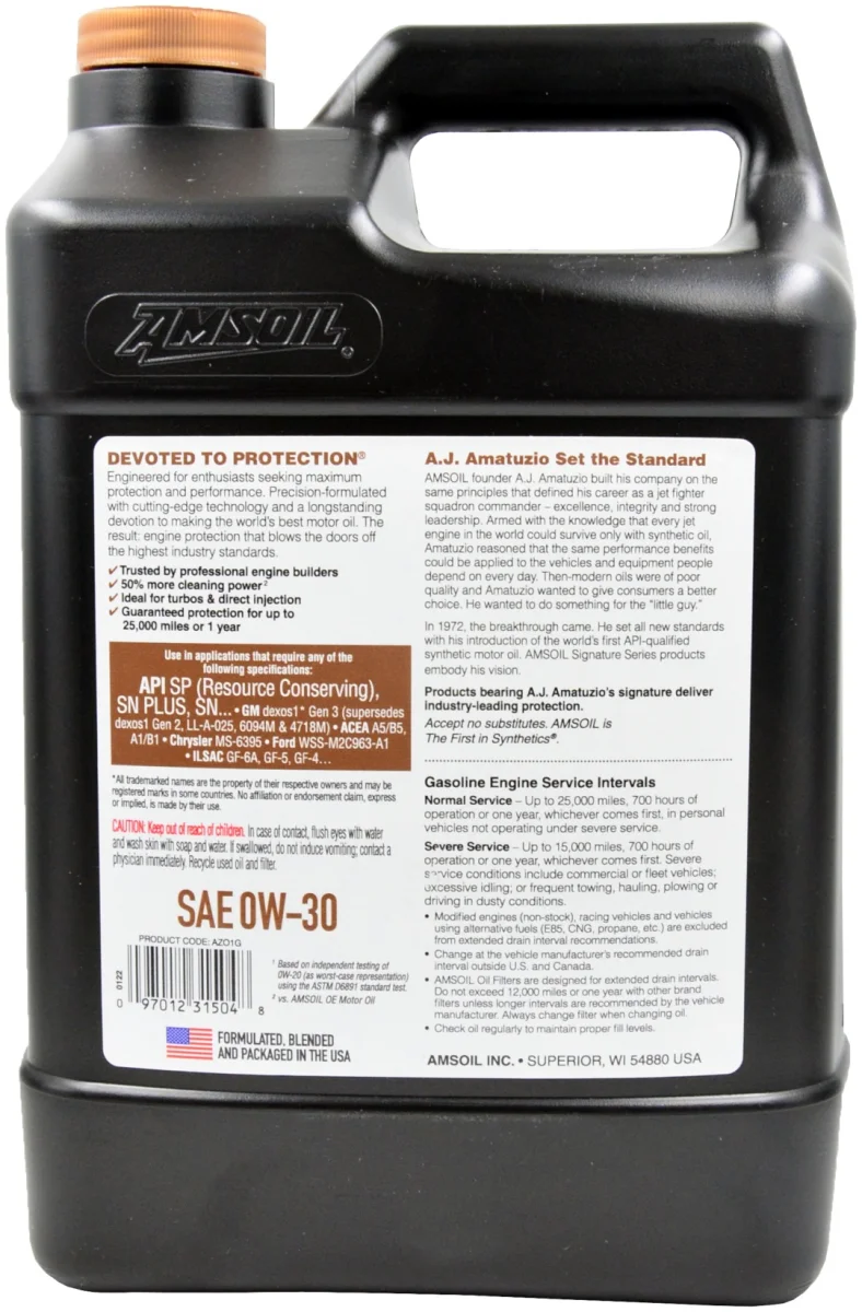 Синтетическое моторное масло Amsoil Synthetic 0W30 SS Motor Oil (1G) 3