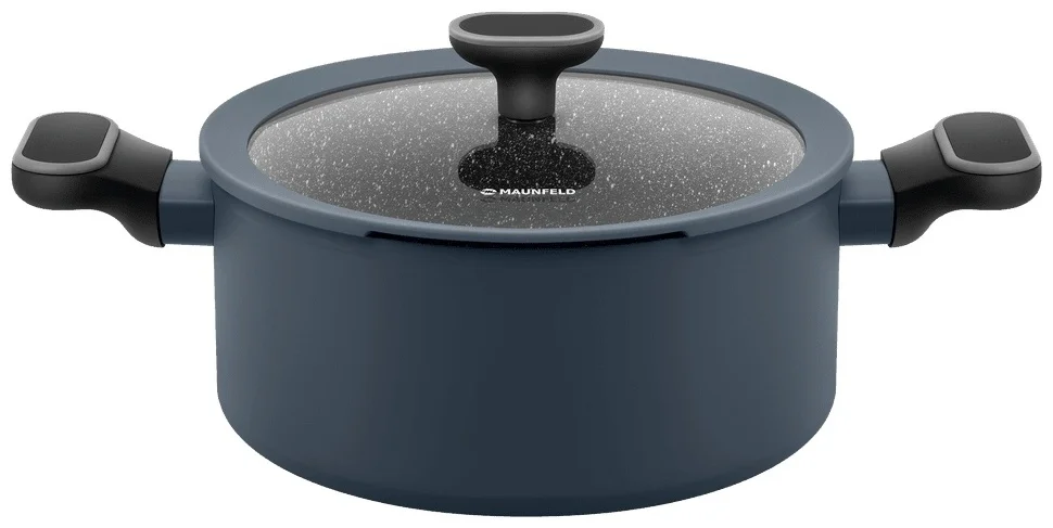 Кастрюля MAUNFELD FRIDA MCS29FA02DG из кованого алюминия со стеклянной крышкой, 20 см, 2,9 л.