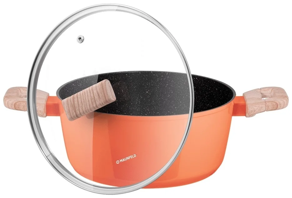 Кастрюля MAUNFELD MARTA MCS41FA06CL из кованого алюминия со стеклянной крышкой, 24 см, 4,1 л. 3