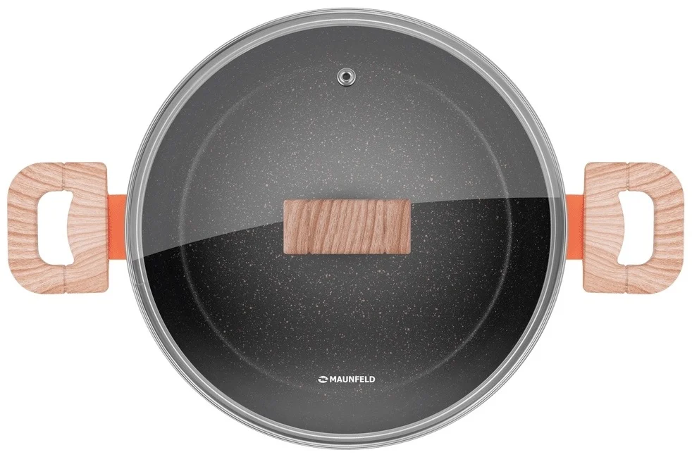 Кастрюля MAUNFELD MARTA MCS41FA06CL из кованого алюминия со стеклянной крышкой, 24 см, 4,1 л. 5