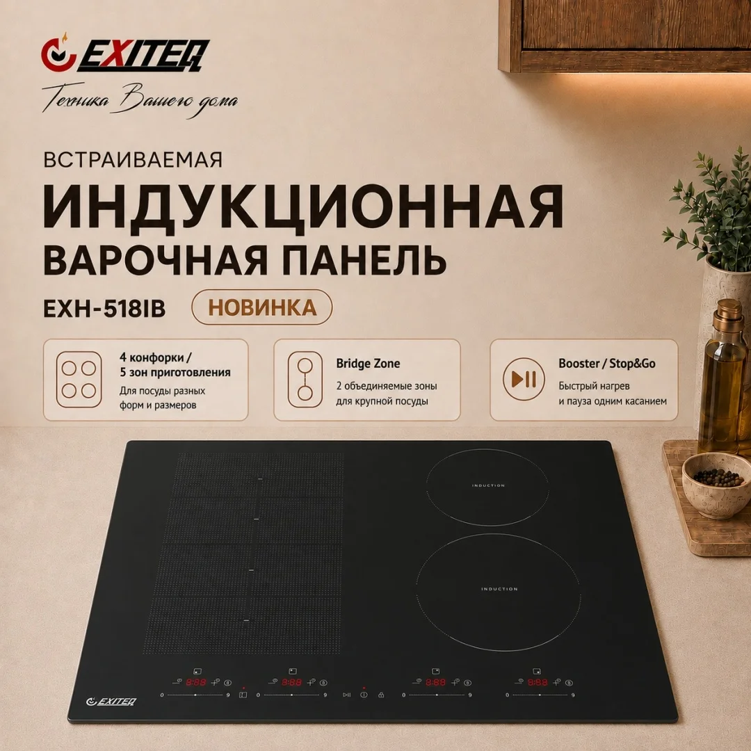 Встр-ая варочная электр. поверхность EXITEQ EXH-518IB, , шт