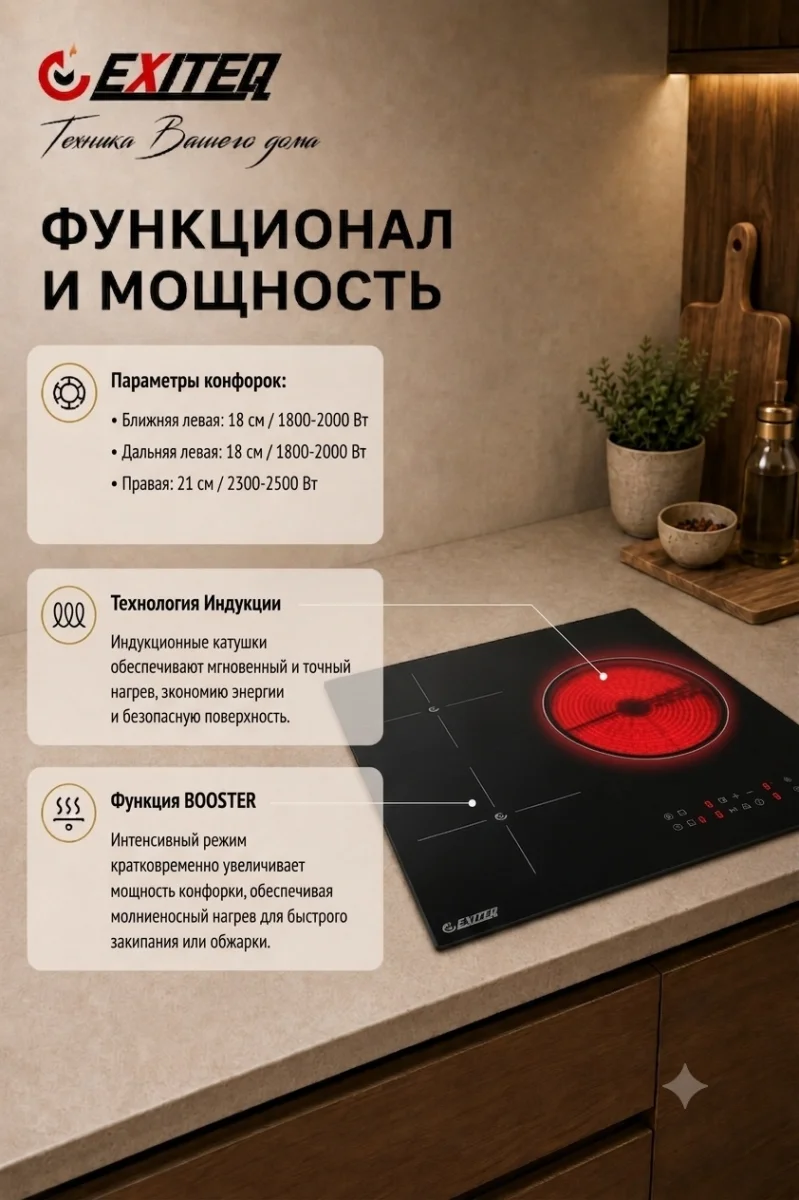 Встр-ая варочная электр. поверхность EXITEQ EXH-514IB, , шт 3