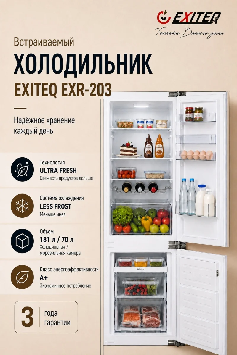 Холодильник встраиваемый  EXITEQ EXR-203, , шт
