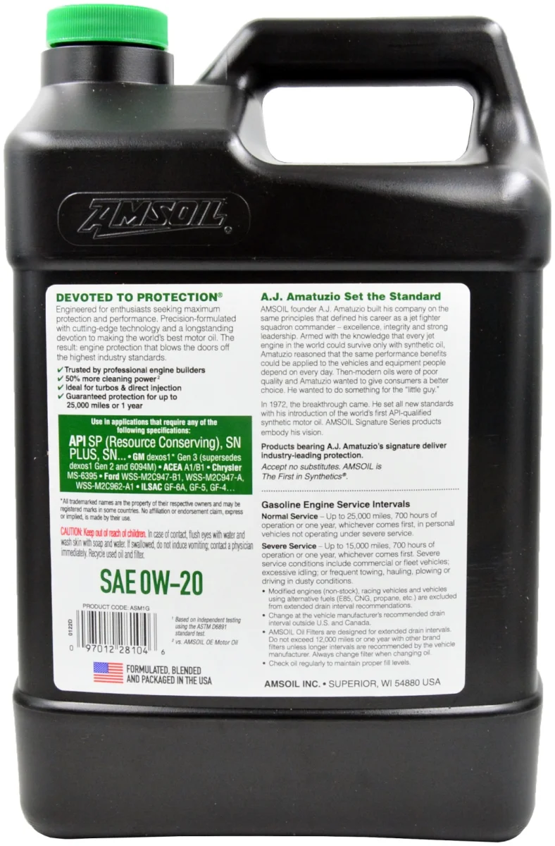 Синтетическое моторное масло Amsoil Synthetic 0W20 SS Motor Oil (1G) 3