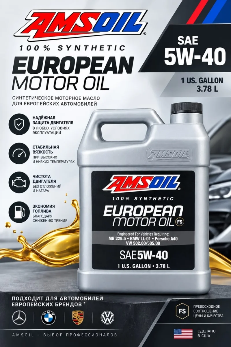 Моторное масло Синтетическое AMSOIL European Car Formula 5W-40 3.78 л