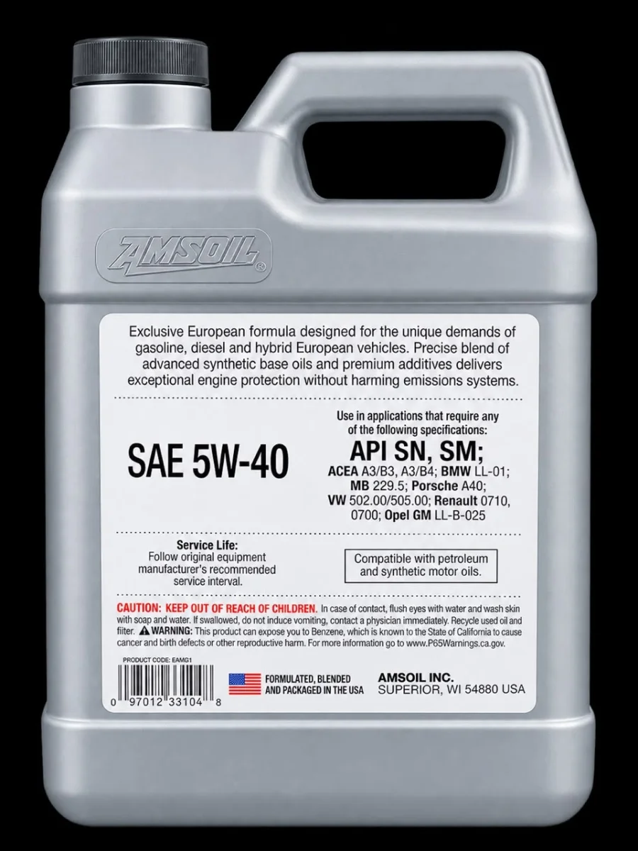 Моторное масло Синтетическое AMSOIL European Car Formula 5W-40 3.78 л 3