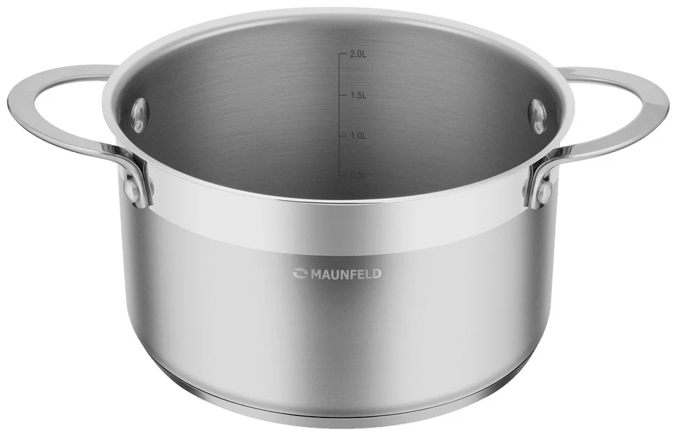 Кастрюля MAUNFELD GERDA MCS25S07 из нержавеющей стали со стеклянной крышкой, 18 см, 2,5 л. 3