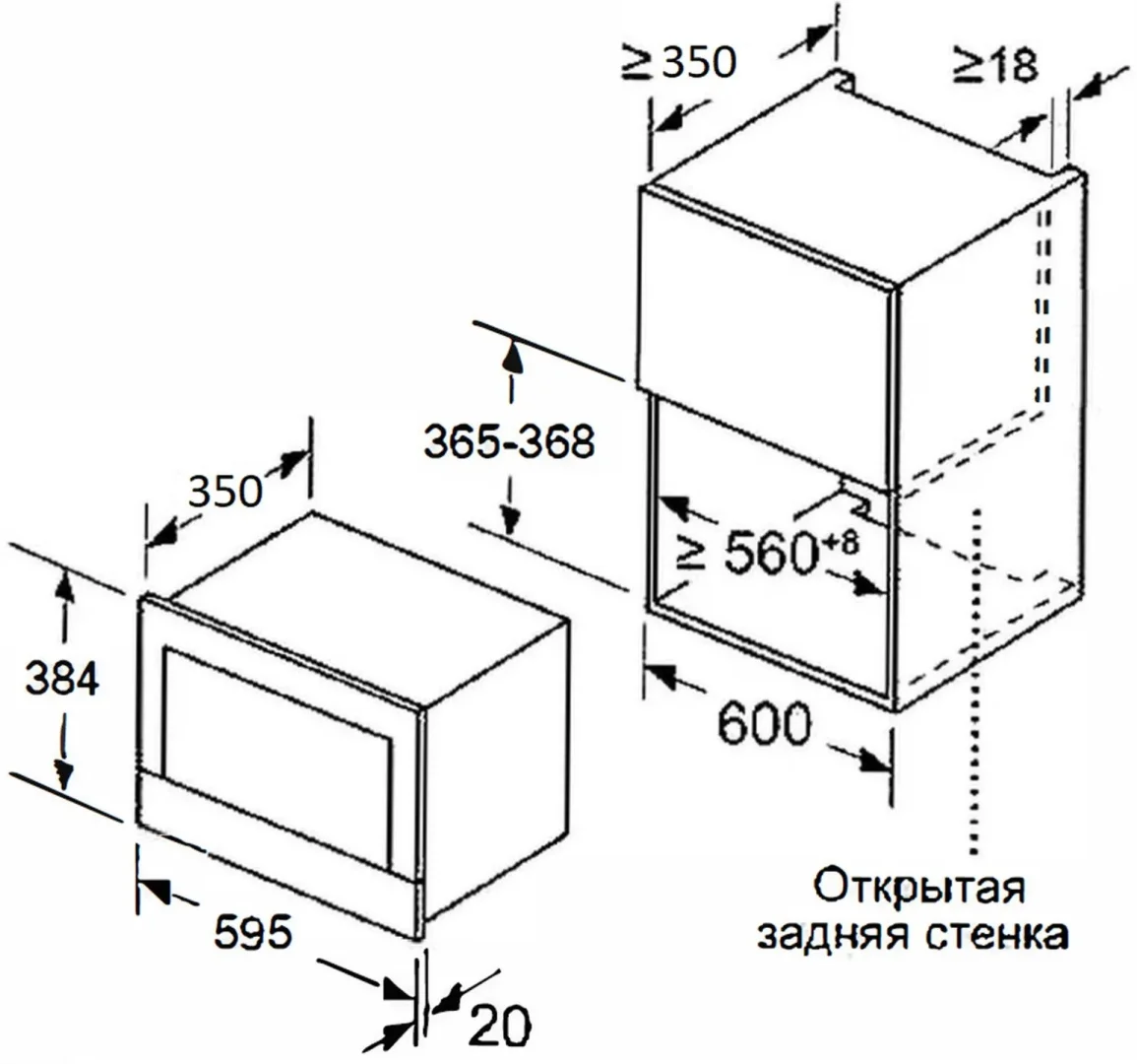 Микроволновая печь встраиваемая MMO6025BK POWER 4
