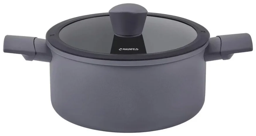 Кастрюля MAUNFELD ASTRID MF24ASTR1CR из кованого алюминия со стеклянной крышкой, 24см, 4.6 л 4