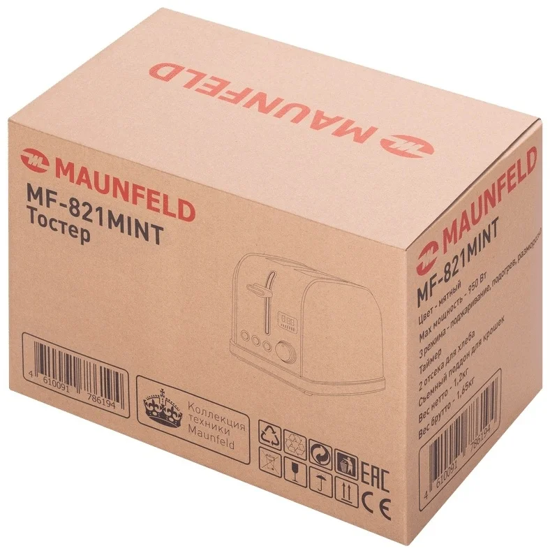 Тостер MAUNFELD MF-821MINT 6