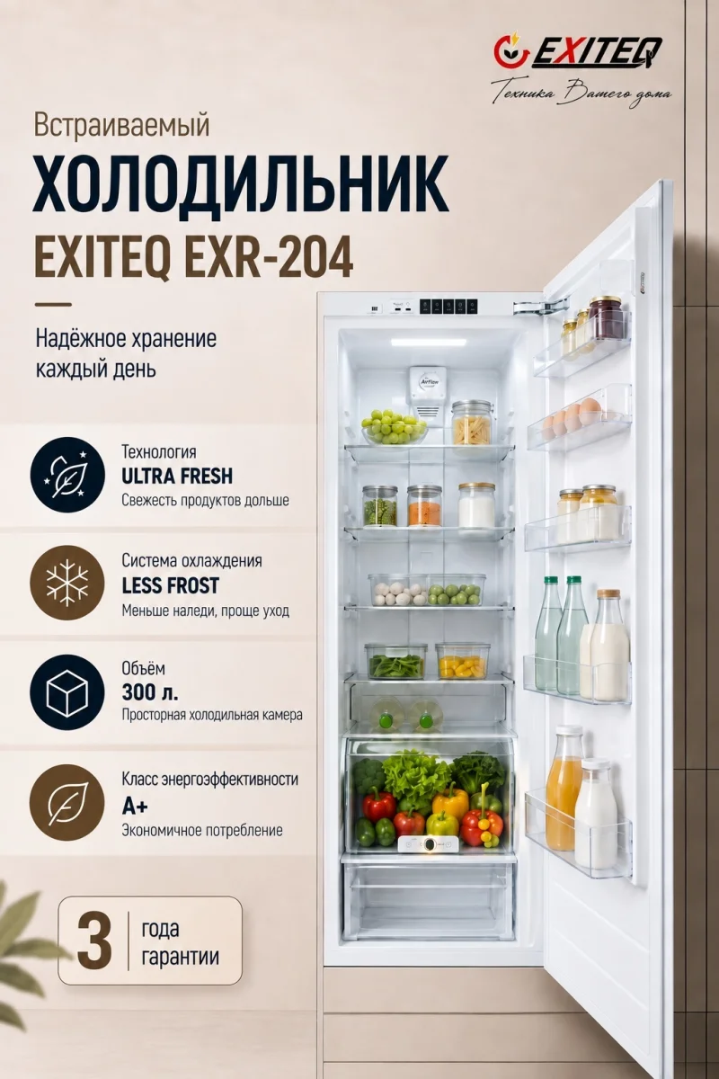 Холодильник встраиваемый  EXITEQ EXR-204, , шт