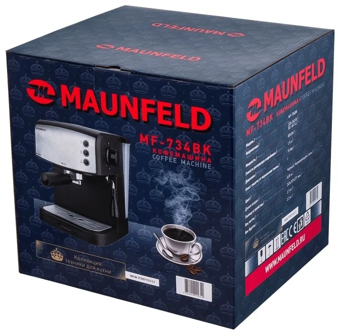 Кофемашина рожкового типа maunfeld mf-734bk 10