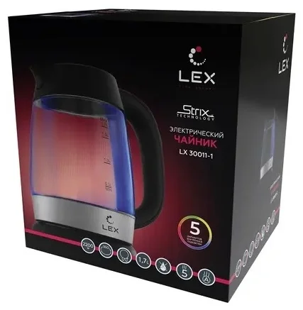 LEX LX-30011-1, чайник электрический (черный) 4