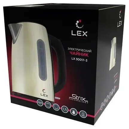 LEX LX-30017-3, чайник электрический (бежевый) 3
