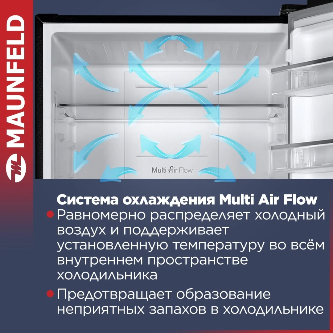 Холодильник MAUNFELD MFF1857NFSB черный 4