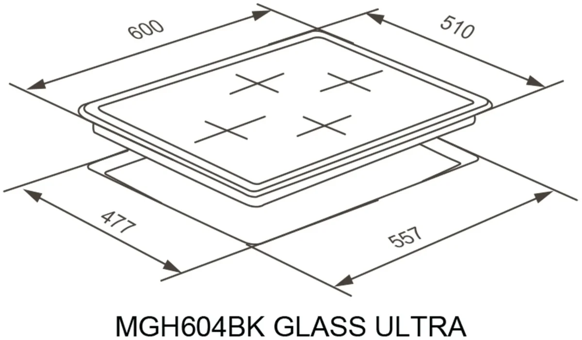 Варочная панель газовая MGH604WH GLASS ULTRA 5