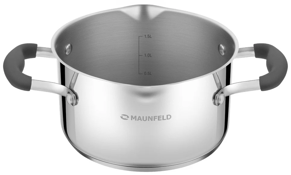 Кастрюля MAUNFELD LAURA MCS22S08GR из нержавеющей стали со стеклянной крышкой, 18 см, 2,2 л. 2