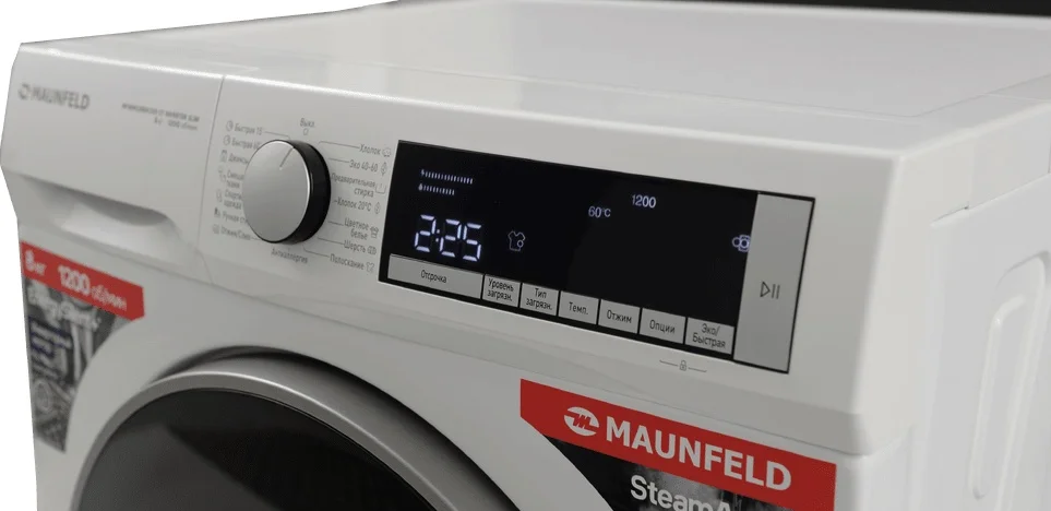 Стиральная машина с инвертором и паром MAUNFELD MFWM128WH300 ST INVERTER SLIM 6