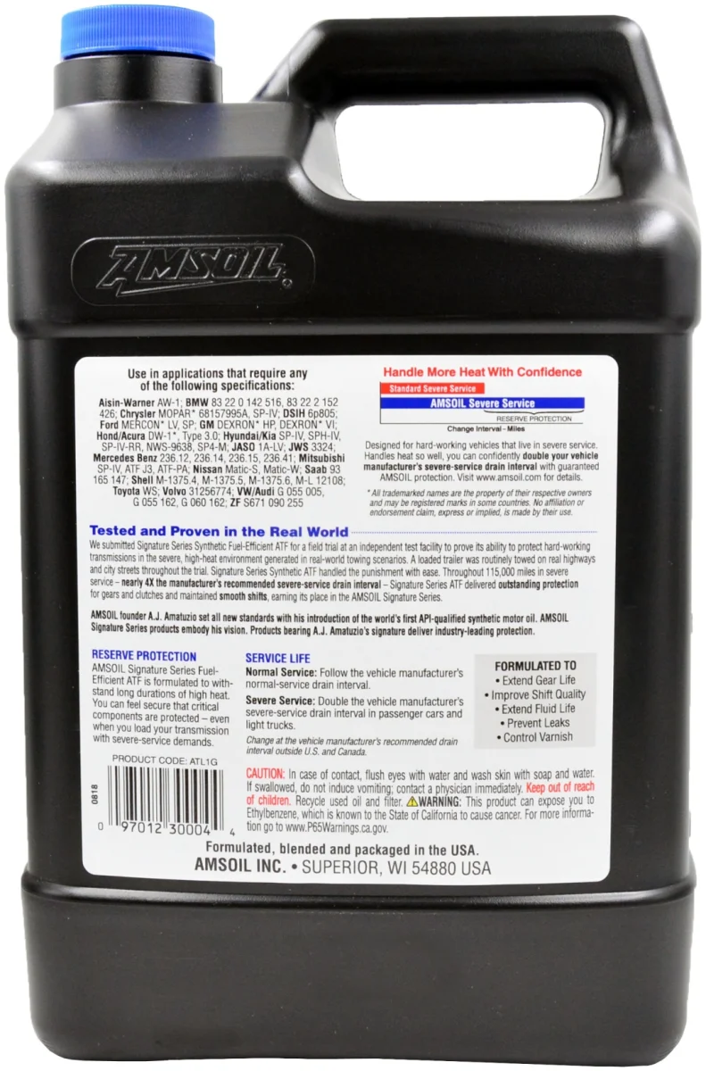 Трансмиссионное масло AMSOIL Signature Series Fuel-Efficient Synthetic ATF 3,78 литра 3