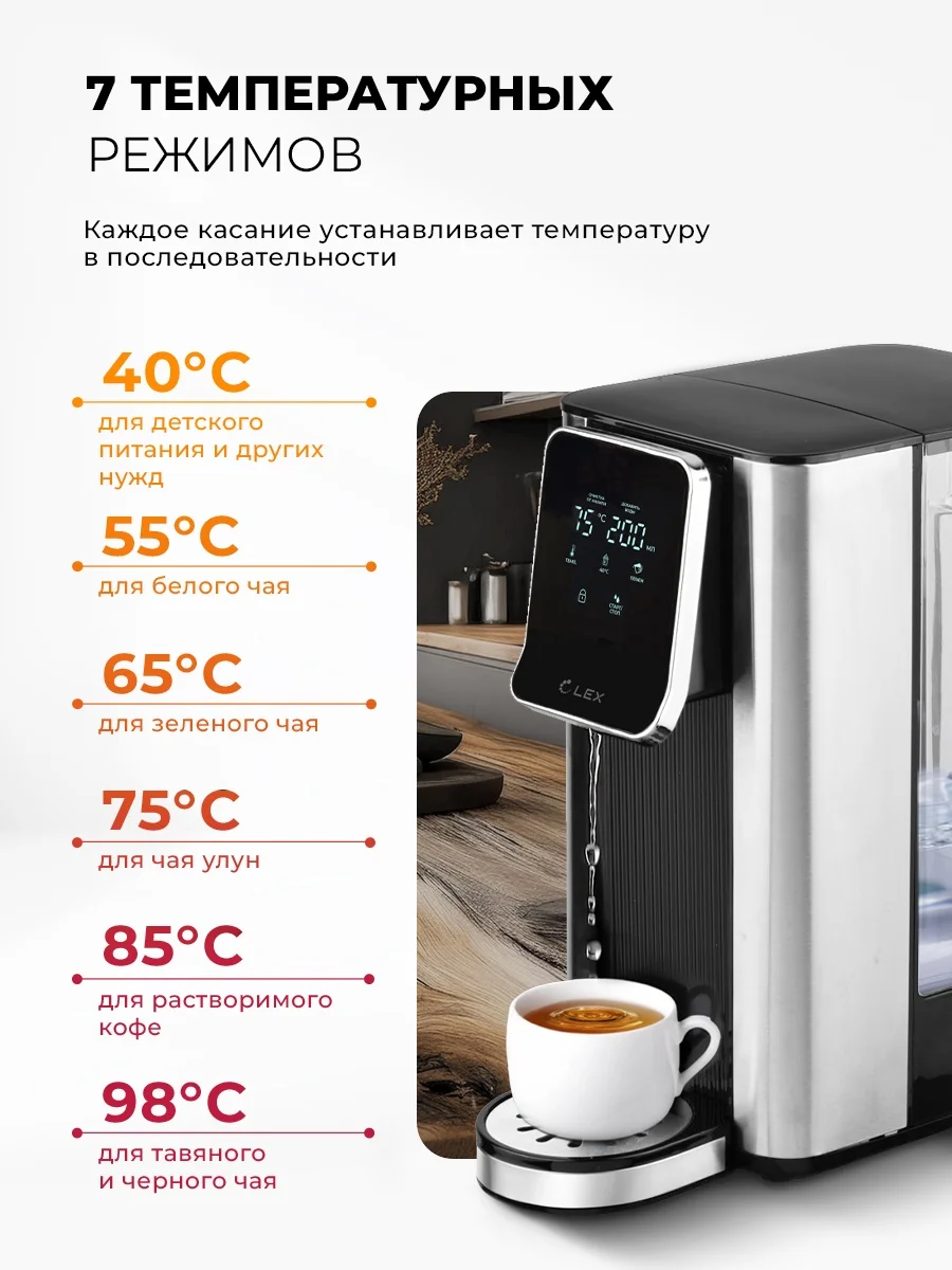 LEX LXTP 3621, термопот, 2.5литра (черный+брашированная сталь) 9