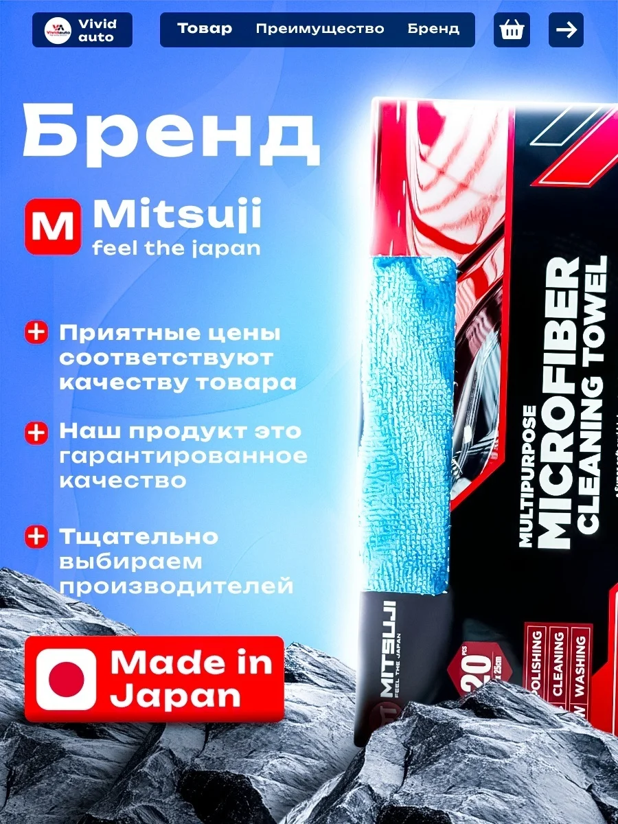 Mitsuji Набор салфеток с микрофибры 25*25 20шт 3