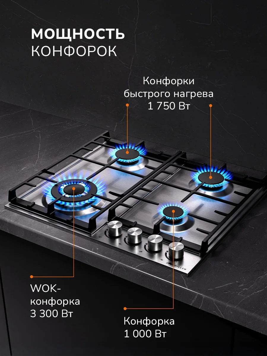 MILLEN MGH 602 IX газовая варочная панель 2