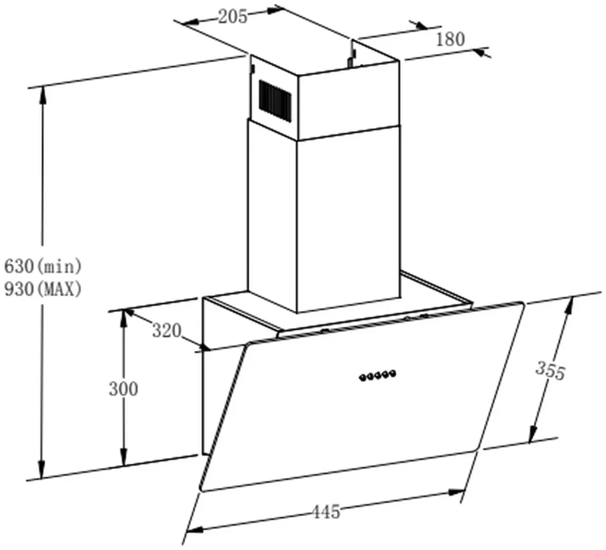Вытяжка наклонная пристенная AIRBOX45BK LIGHT 10