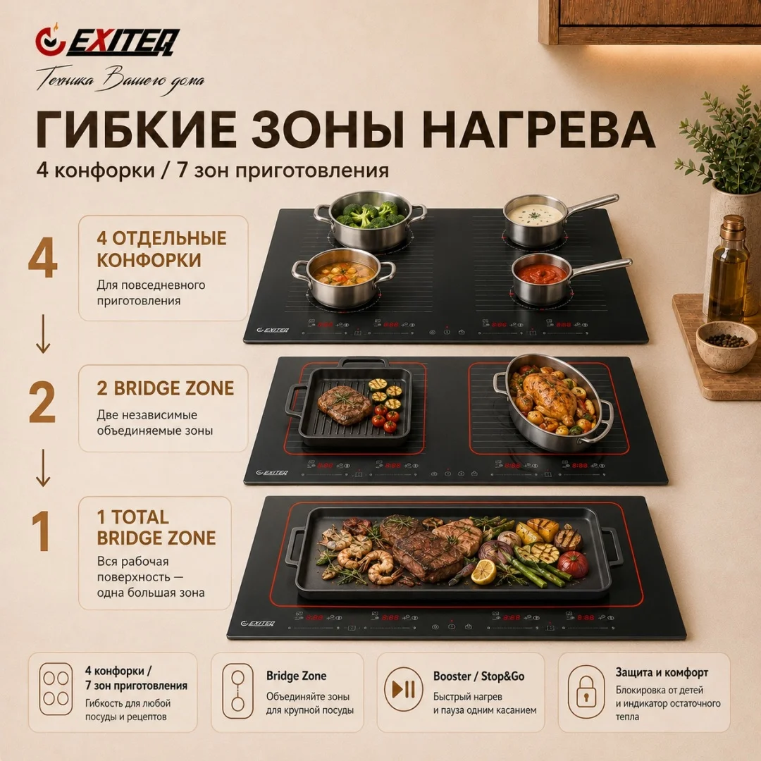 Встр-ая варочная электр. поверхность EXITEQ EXH-520IB, , шт 2