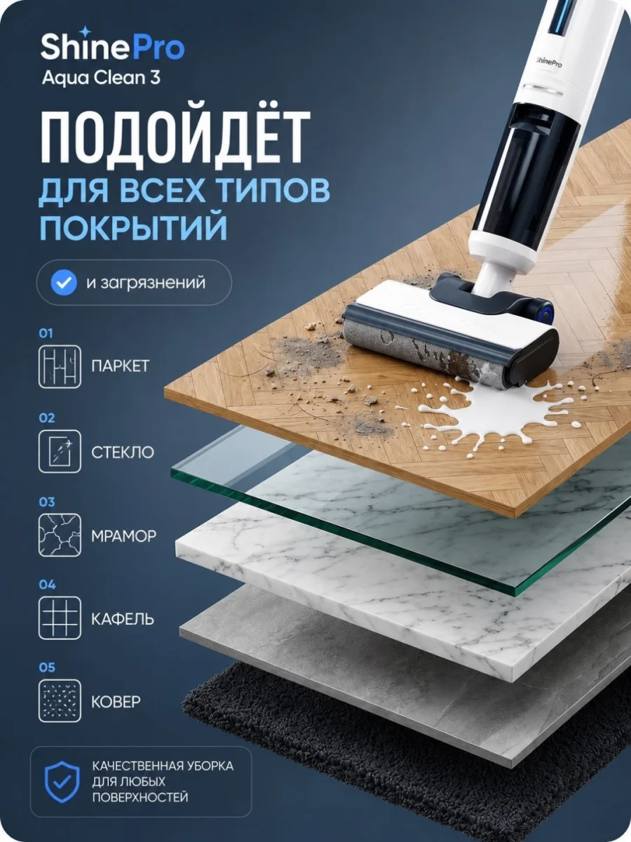 ShinePro пылесос с влажной уборкой Aqua Clean 3 2