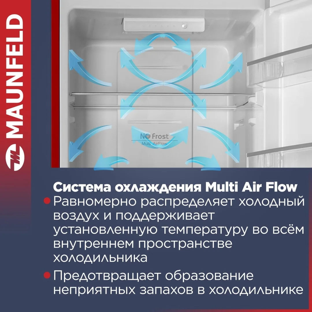 Холодильник MAUNFELD MFF186NFRR 9