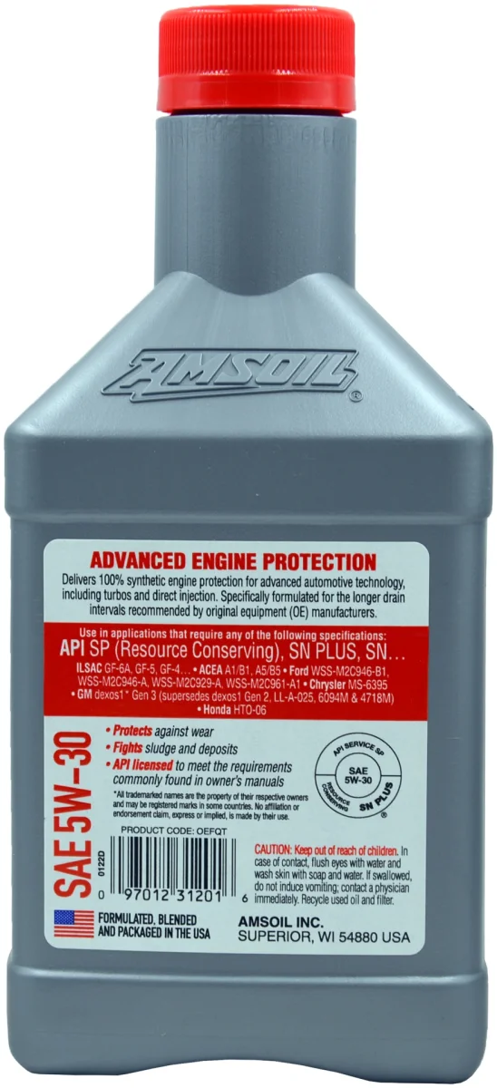 Моторное масло Синтетическое AMSOIL OE 5W-30 0,946 литра 3