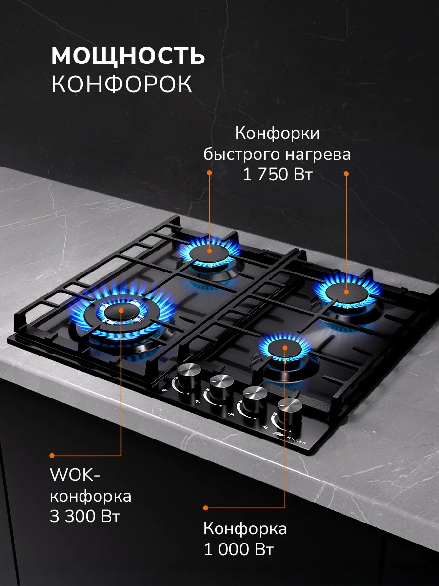 MILLEN MGH 602 BL газовая варочная панель 2