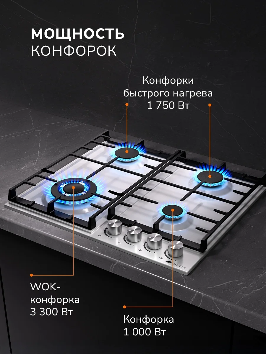 MILLEN MGH 602 WH газовая варочная панель 2