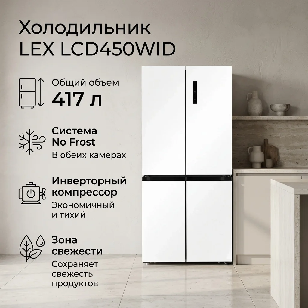 LEX LCD450WID- холодильник отдельностоящий