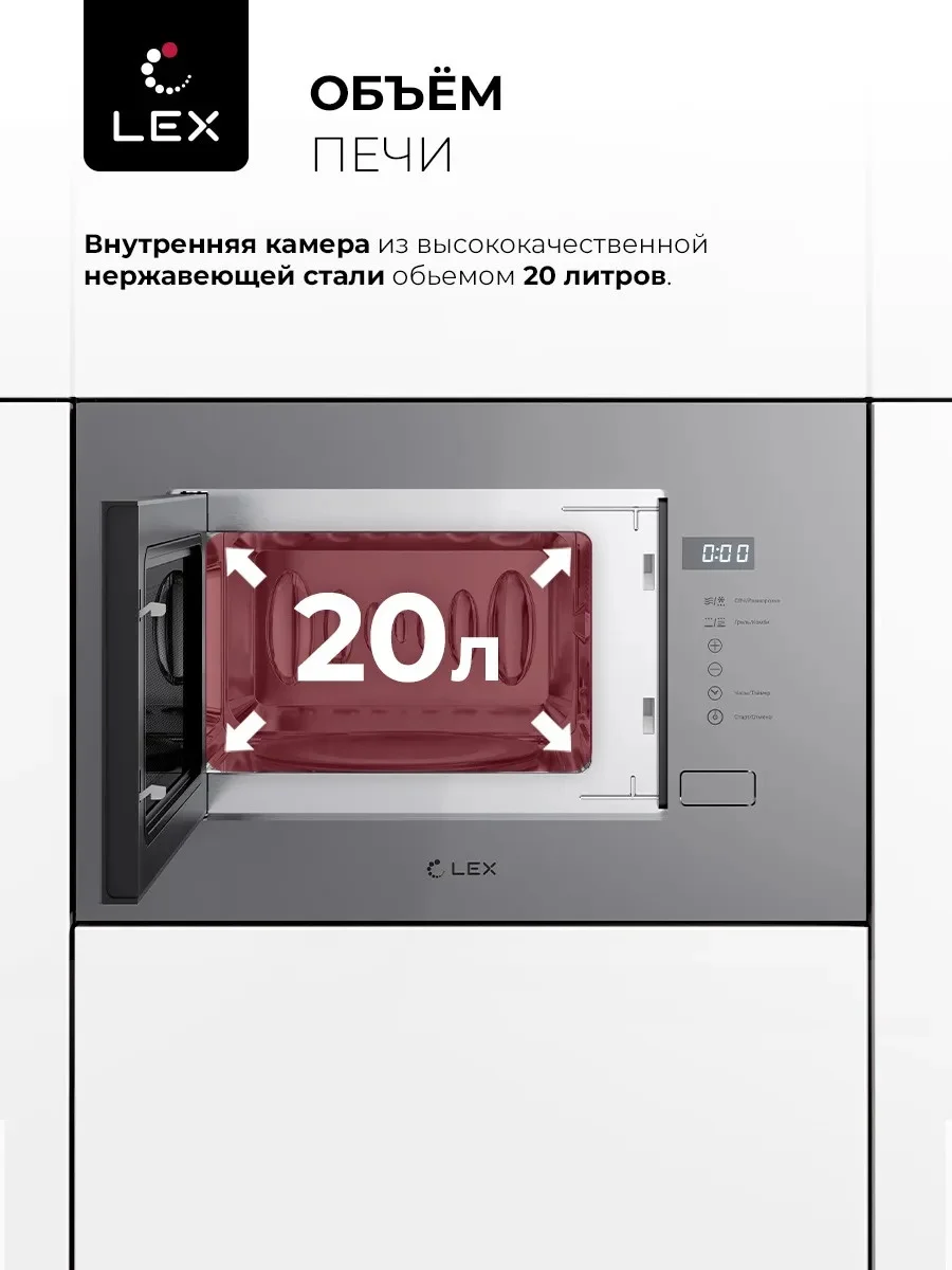 LEX BIMO 20.01 GREY микроволновая печь 5