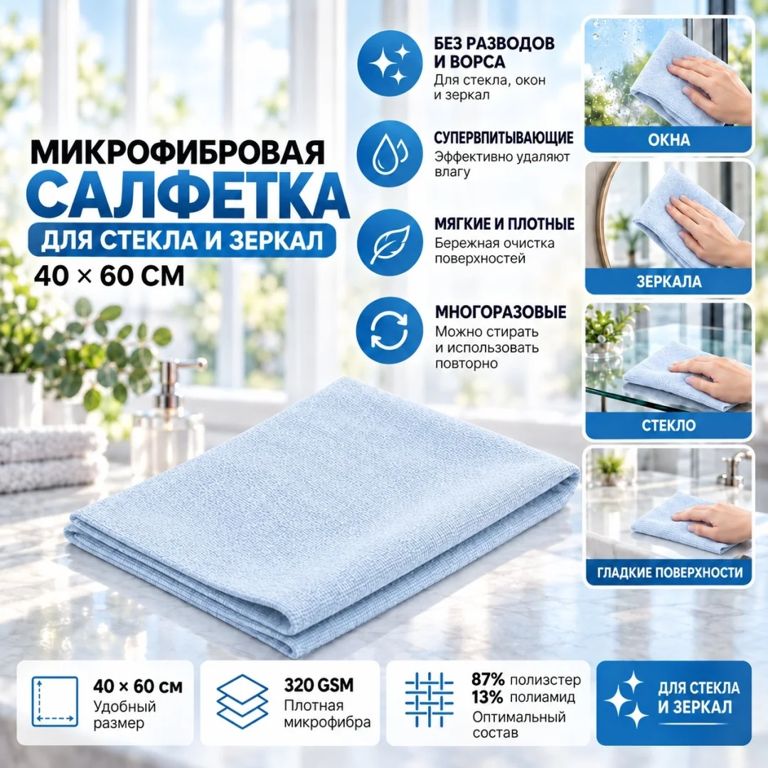 GLASS TOWEL FT-MCT-MYB4060 (Полотенце для стекол)