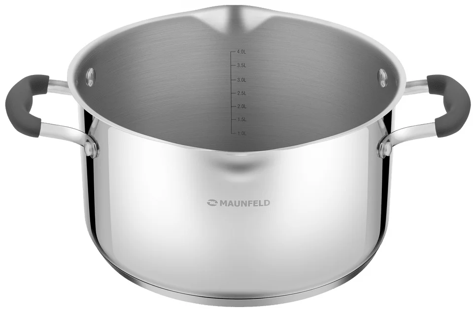 Кастрюля MAUNFELD LAURA MCS40S08GR из нержавеющей стали со стеклянной крышкой, 22 см, 4 л. 6
