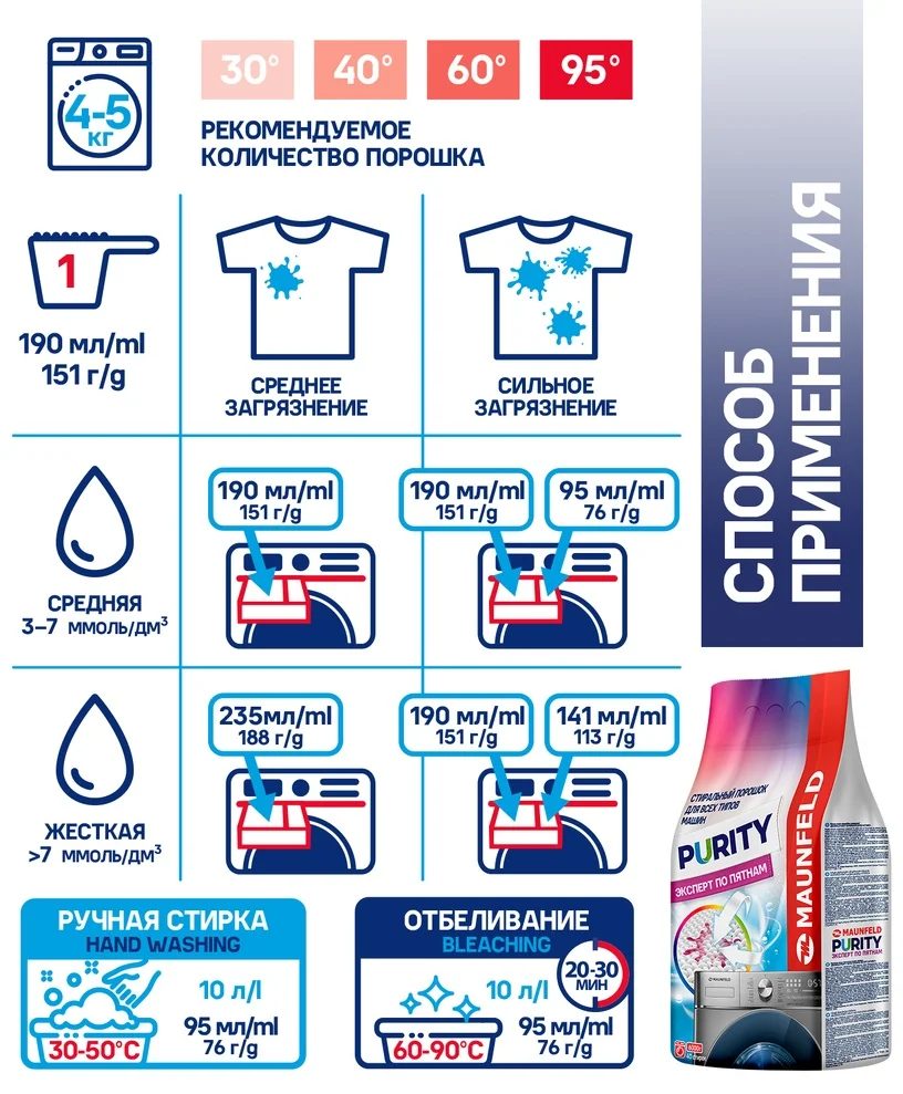 Стиральный порошок  Maunfeld Purity Эксперт по пятнам Automat 6000г MWP6000BM 6