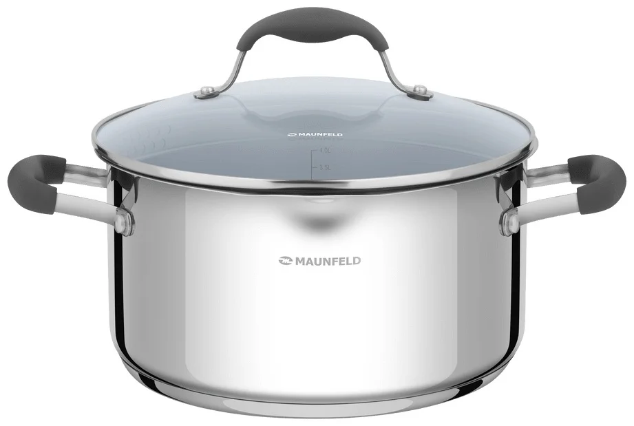 Кастрюля MAUNFELD LAURA MCS56S08GR из нержавеющей стали со стеклянной крышкой, 24 см, 5,6 л. 6