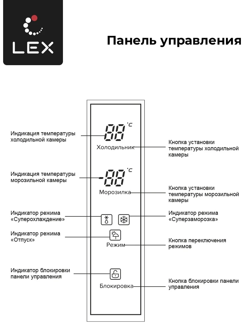 LEX LCD450WGID- холодильник отдельностоящий 8