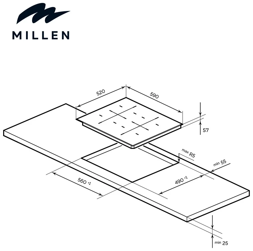 MILLEN MIH 602 BL панель стеклокерамическая индукционная 6